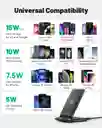 Cargador Inalámbrico, Estación De Carga Inalámbrica Rápida Con Certificación Qi De 15 W Con Luz Adaptativa Compatible Con Iphone 16 15 14 13 Pro Xs 8 Plus Samsung Galaxy S25 S24 S23 S22 S21 Plus Ultranote 20