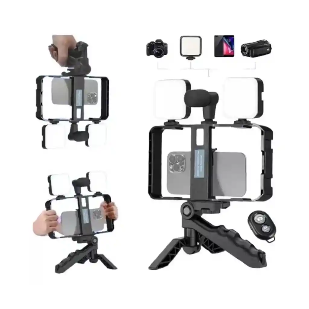 Trípode Soporte Celular Con 2 Luces Led Para Grabar Videos