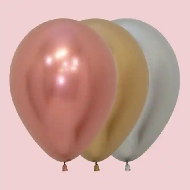 Globos Látex Cromados R12 / X12 Unidades Dorado, Plateado, Oro Rosa