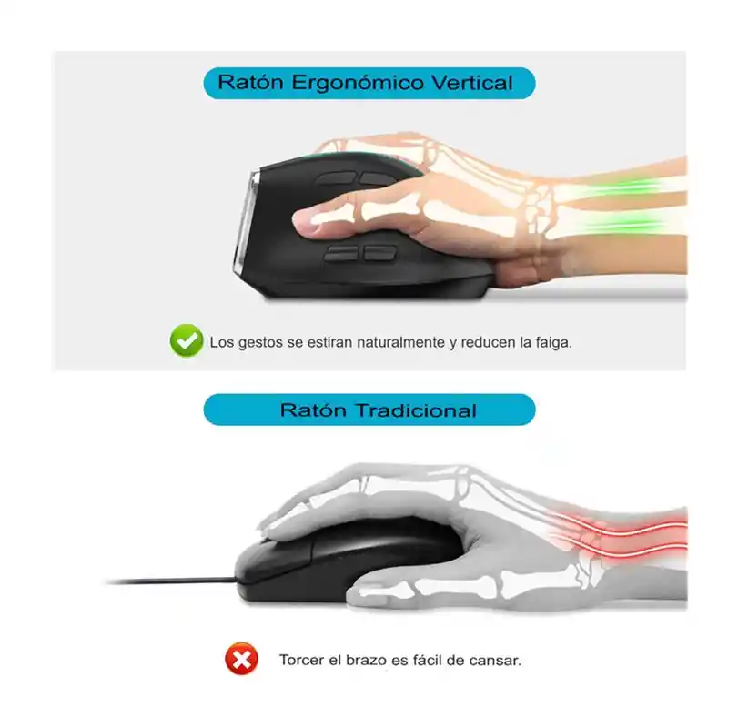 Mouse Ergonómico Inalambrico Zelotes F36 Recargable Rgb