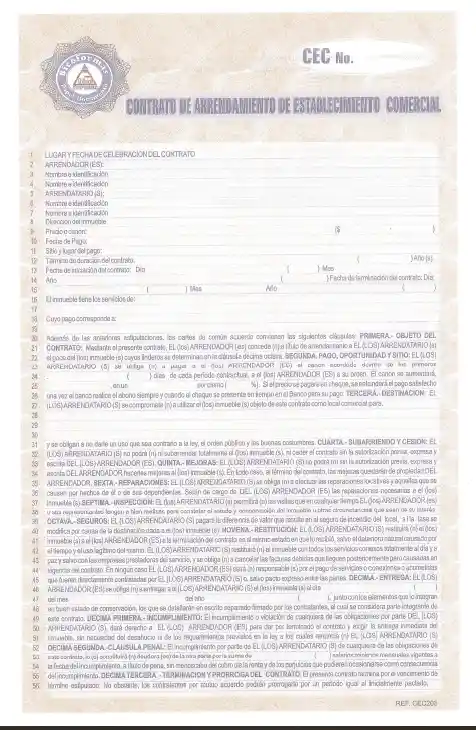 Contrato De Arrendamiento Establecimiento Comercial Sencillo