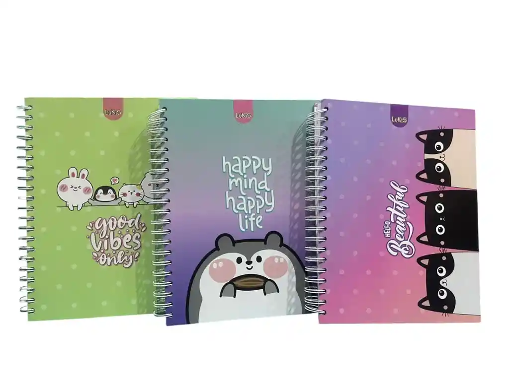 Cuaderno Lukis Cuadriculado 7 Materias Argollado Para Mujer Con Diseño De Animales