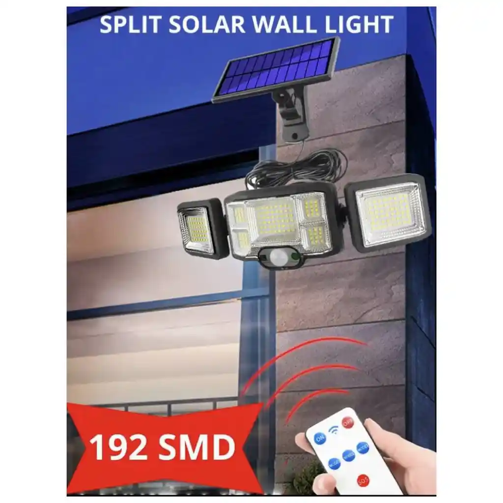 Lámpara Led Solar 192 Led 3 Cabezas Jardín Patio Exterior