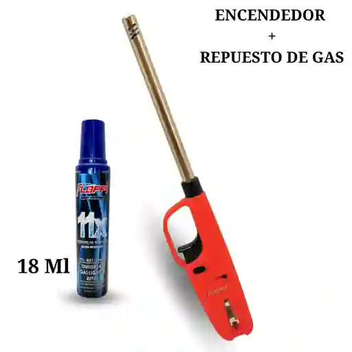 Encendedor Fogon Estufa Con Repuesto Recarga De Gas 18 Ml Floppi