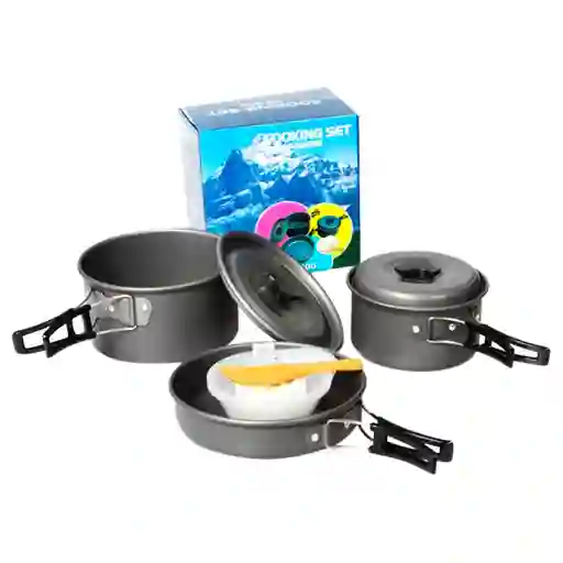 Set Cocina Camping Porta Comidas Olla Sarten Menaje