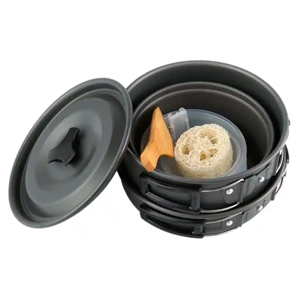 Set Cocina Camping Porta Comidas Olla Sarten Menaje