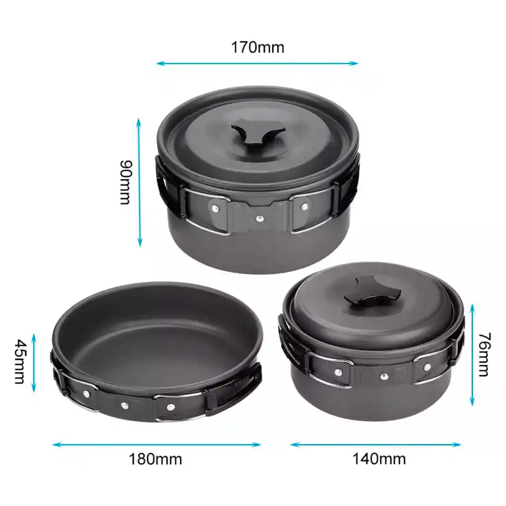 Set Cocina Camping Porta Comidas Olla Sarten Menaje