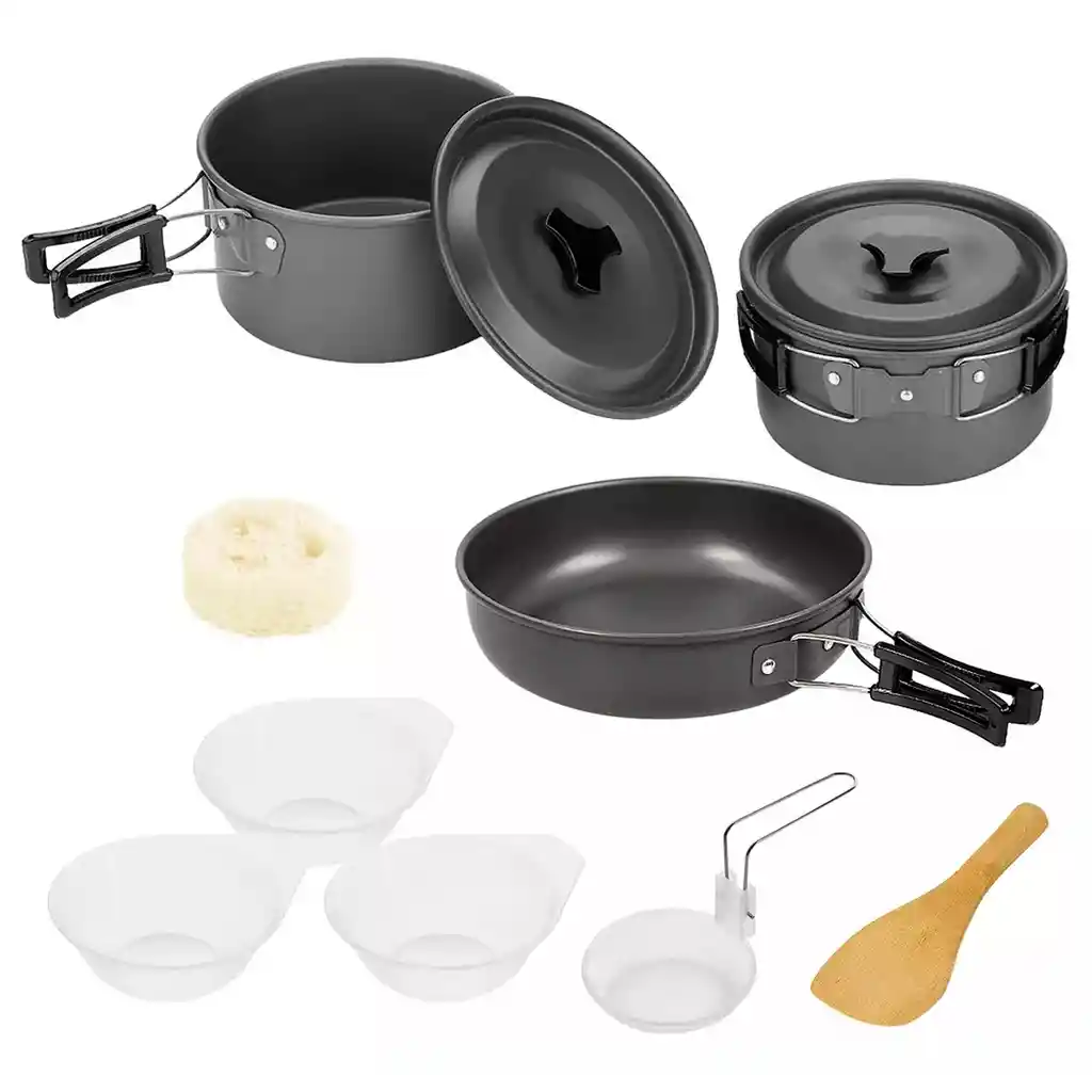 Set Cocina Camping Porta Comidas Olla Sarten Menaje