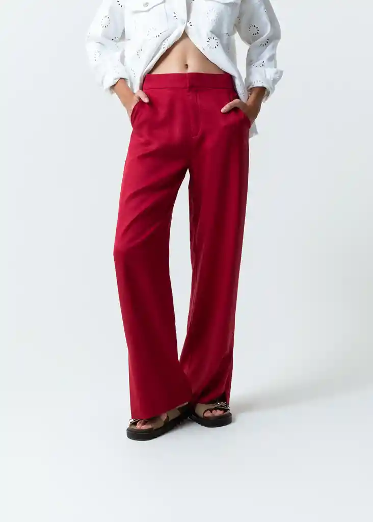 Pantalón Flora Mujer Rojo Rio Oscuro Talla 10 039f350 Naf Naf