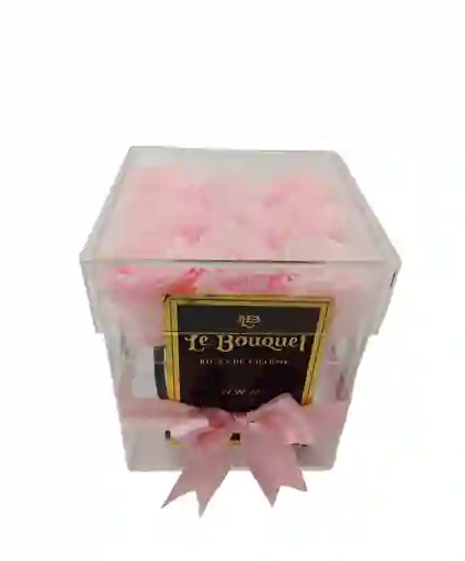 Caja Acrílico Por 9 Rosas Preservadas Rosado