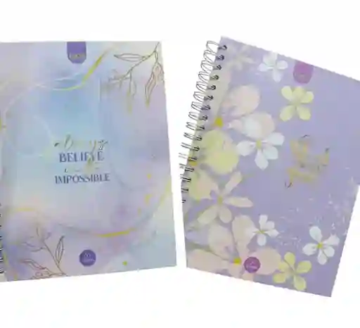 Cuaderno Cuadriculado 7 Materias Argollado Grande Para Dama Marca Lukis