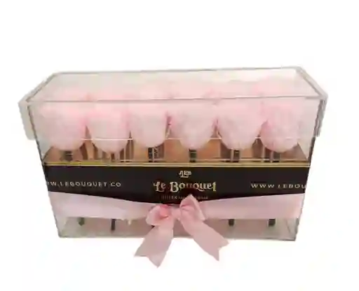 Caja Acrílico Por 12 Rosas Preservadas Rosado