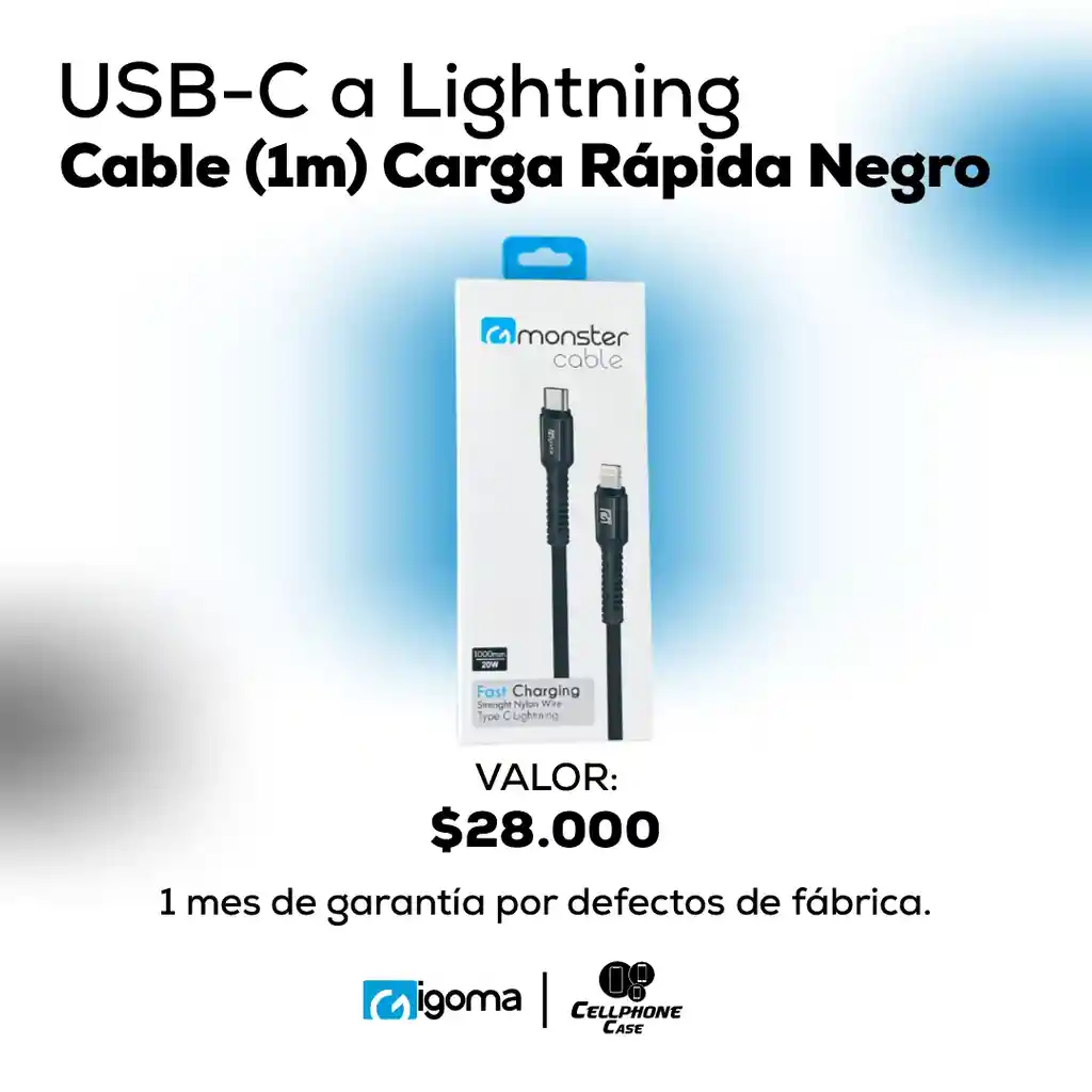 Cable Usb A Lightning Negro