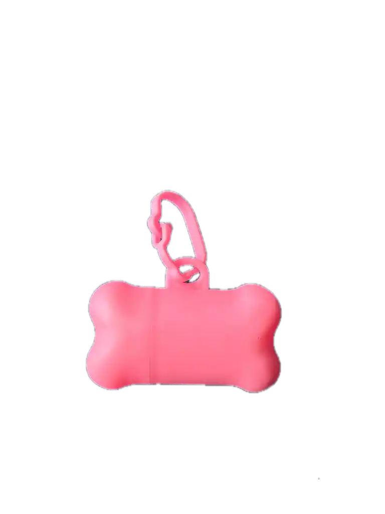 Dispensador De Bolsas Para Popó - Hueso Con Gancho + Repuesto Bolsa Adicional - Rosado