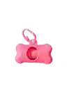 Dispensador De Bolsas Para Popó - Hueso Con Gancho + Repuesto Bolsa Adicional - Rosado
