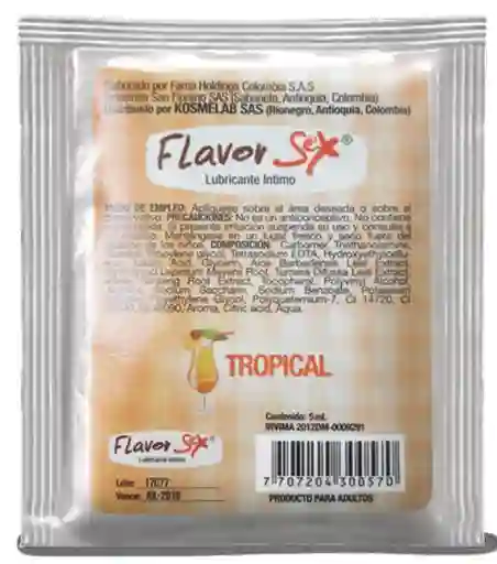 Lubricante Intimo Caliente Tropical Sachet 5 G Flavor