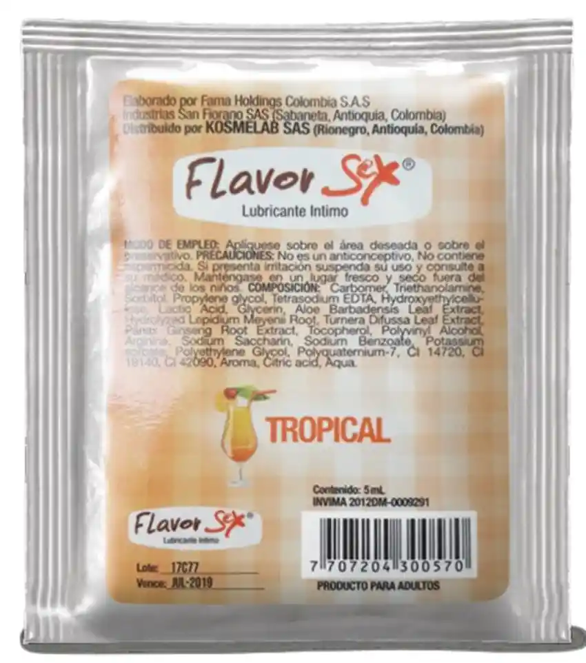 Lubricante Intimo Caliente Tropical Sachet 5 G Flavor