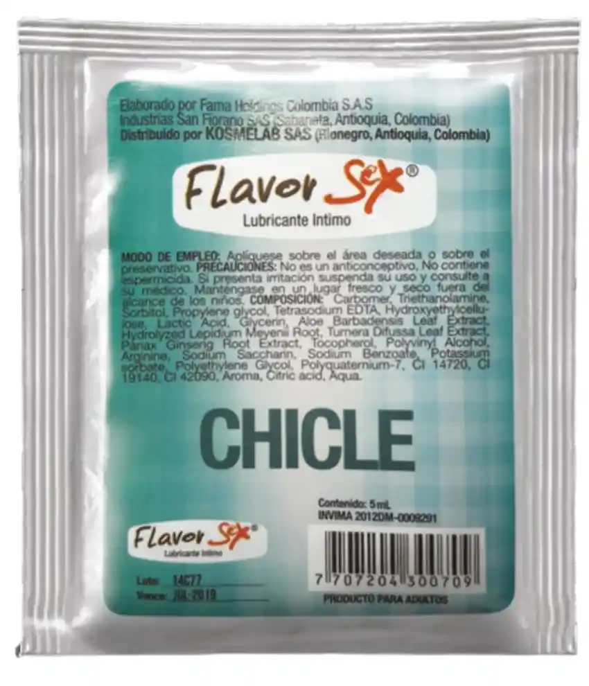 Lubricante Intimo Caliente Chicle Sachet 5 G Flavor