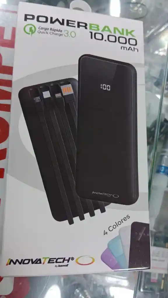 Power Bank Innovatech Android Iphone Microusb, Tipo C, Lightning 10000 Mah