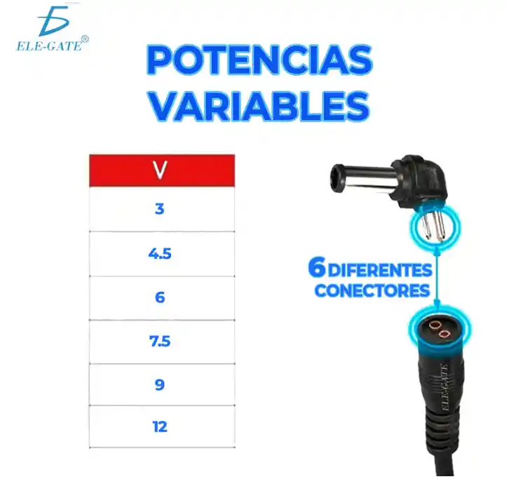 Adaptador Cargador Universal Con 6 Puntas Intercambiables 3v Hasta 12v