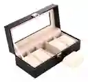 Organizador De 5 Relojes En Cuero Negro