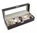 Organizador De 5 Relojes En Cuero Negro