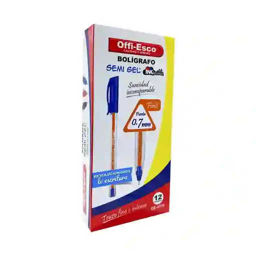 Caja De Esfero De Tapa Azul Offi-esco