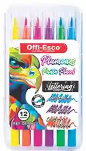 Plumon Offiesco Oe-090 Punta Pincel Estuche X 12 Und