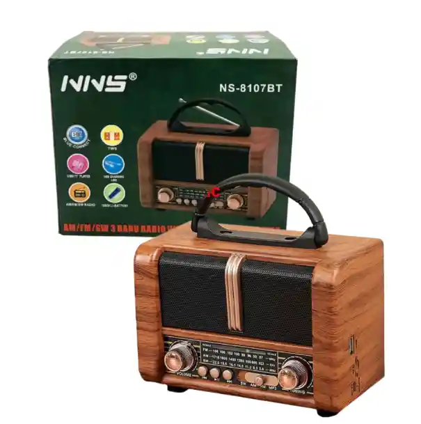 Radio Ns Marrón Claro-8107bt Con Sonido Claro Y Potente