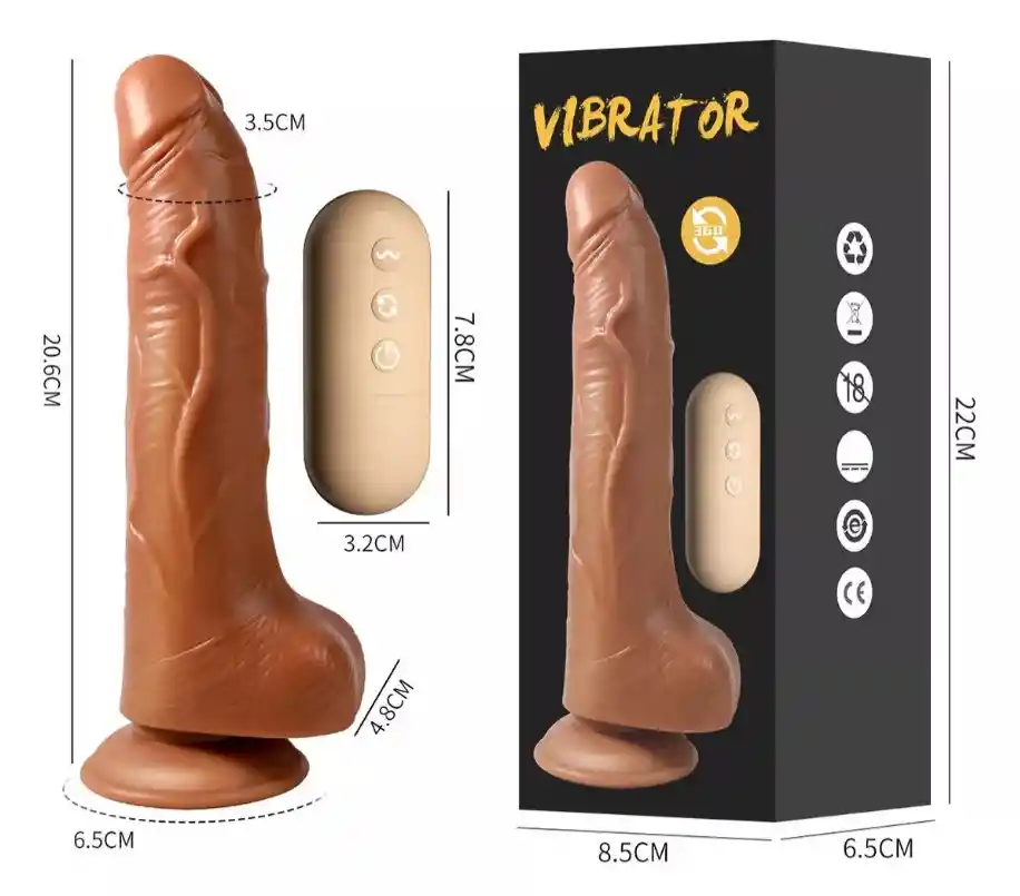 Vibrador Realista Giratorio Con Control Remoto Y Chupa Pila/usb