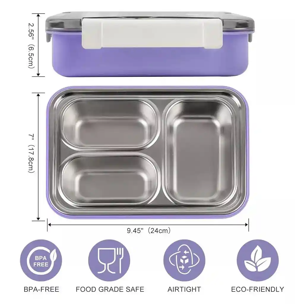 Lonchera Hermética Porta Alimentos Con 3 Compartimentos