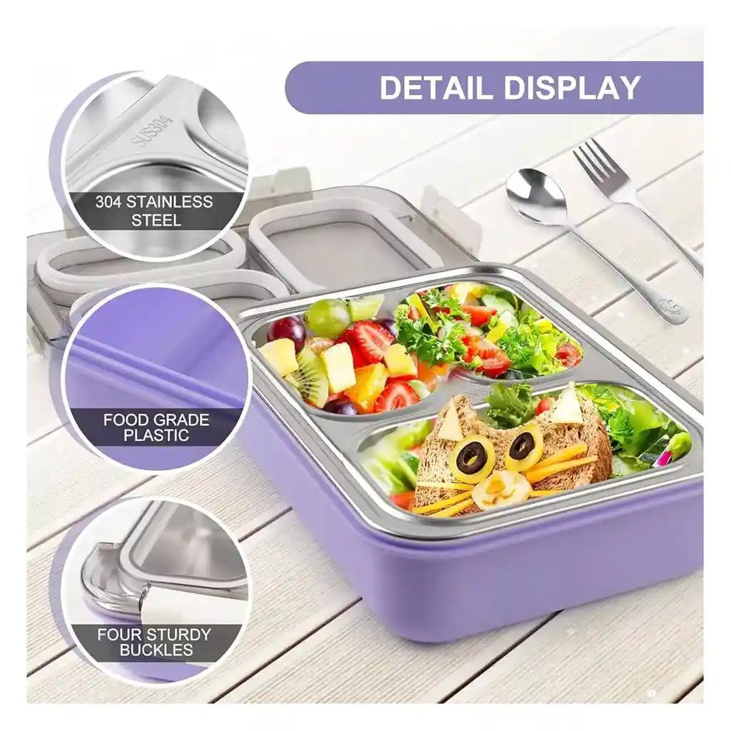 Lonchera Hermética Porta Alimentos Con 3 Compartimentos