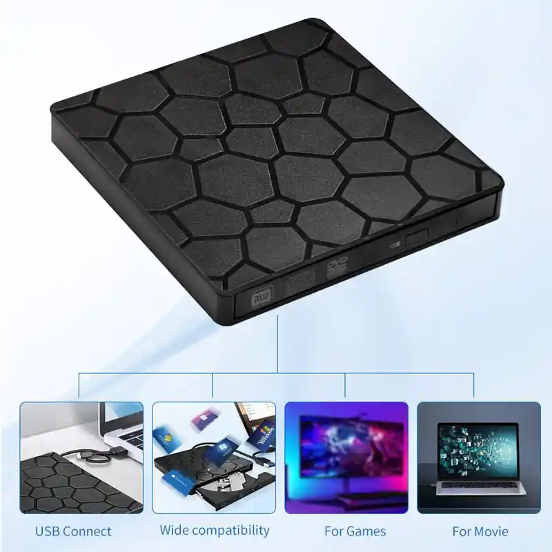 Dvd Externa Usb 3.0 Y Usb-c Unidad Lector Quemador De Cd