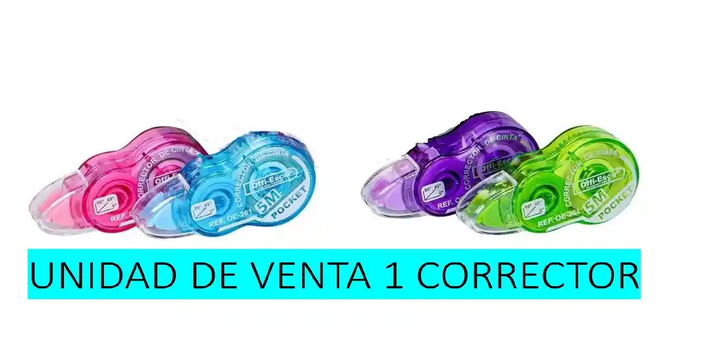 Corrector De Cinta 5 Mt X 5mm Offi Esco Oe-261 Colores Surtidos