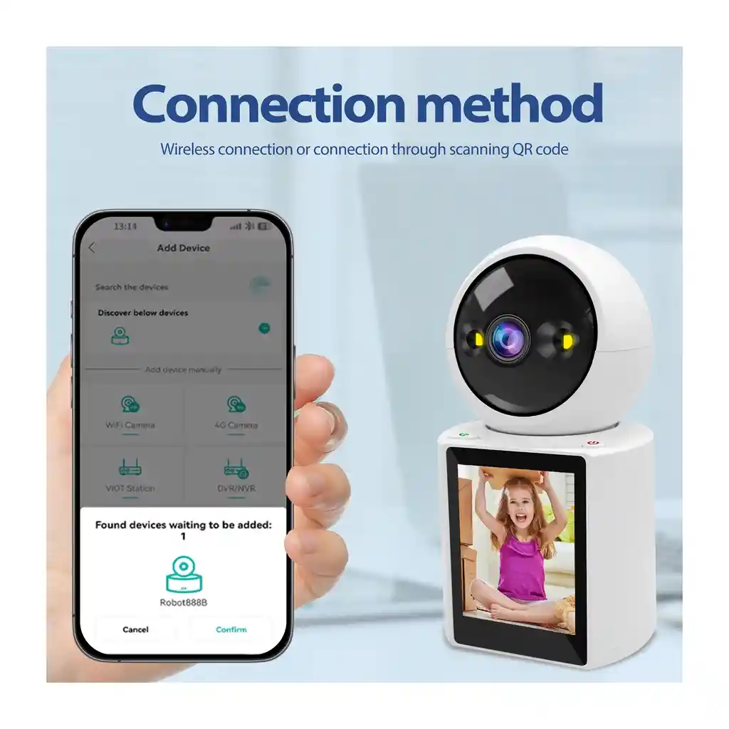 Cámara De Seguridad Wifi Ip Con Pantalla Videollamada Robótica Resolución Full