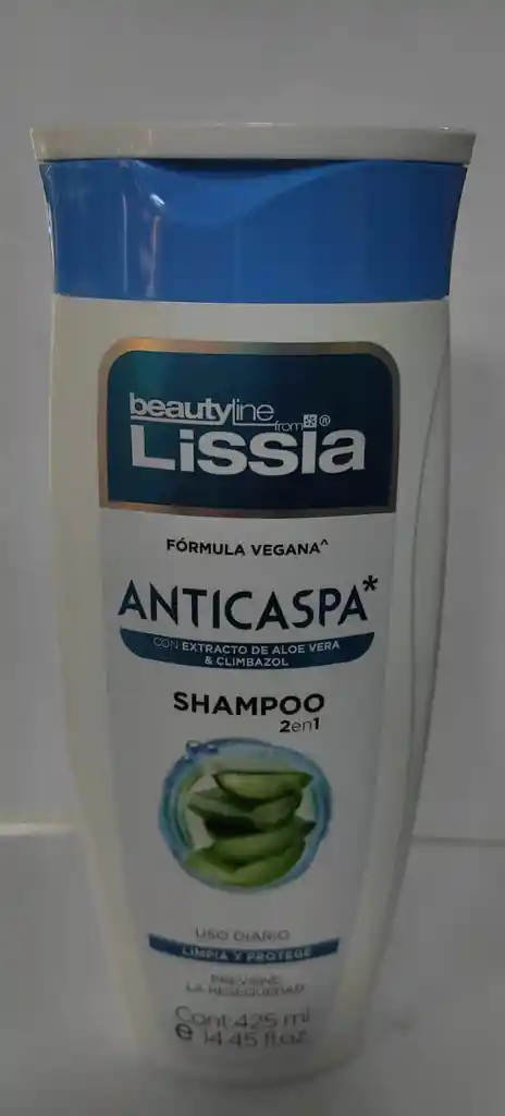 Shampoo Lissia 2 En 1 Anticaspa Con Extraco De Aloe Vera Y Climbazol 425ml