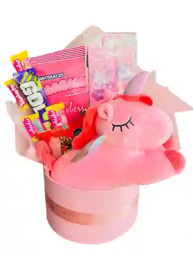 Regalo Super Especial Con Peluche De Unicornio Rosa Con Dulces Y Potsis - Regalo Cumpleaños - Regalo Feliz Dia - Regalo San Valentin