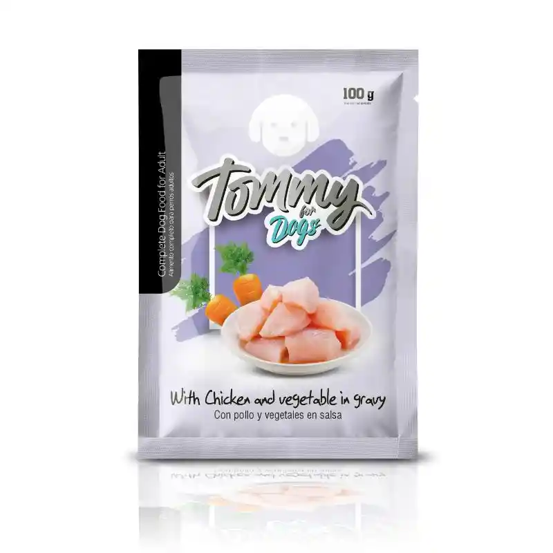 Puch Tommy For Dogs Perro Adulto Pollo Y Vegetales En Salsa X100 Gr