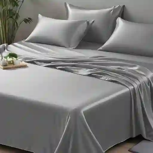 Juego De Sábanas De Bambú Gris Claro 230 Hilos King