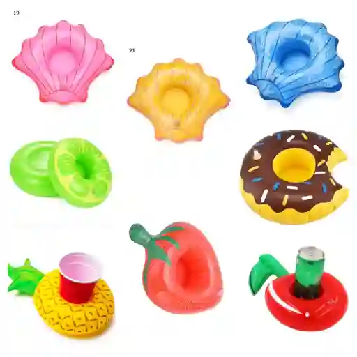 8 Portavasos Porta Vaso Inflable Flotador Bebidas Dona cereza piña