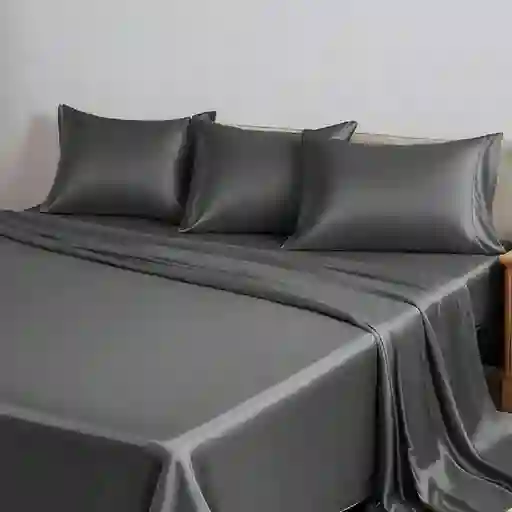 Juego De Sábanas De Bambú Gris Oscuro 400 Hilos Queen