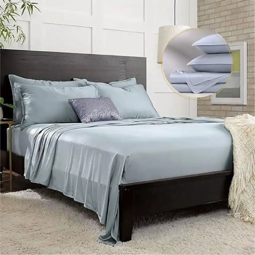 Juego De Sábanas De Bambú Ligth Blue 230 Hilos King