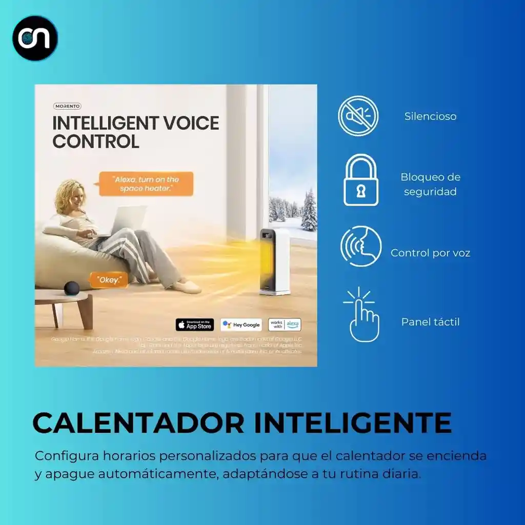 Calentador Inteligente Morento Blanco Google Home, Alexa