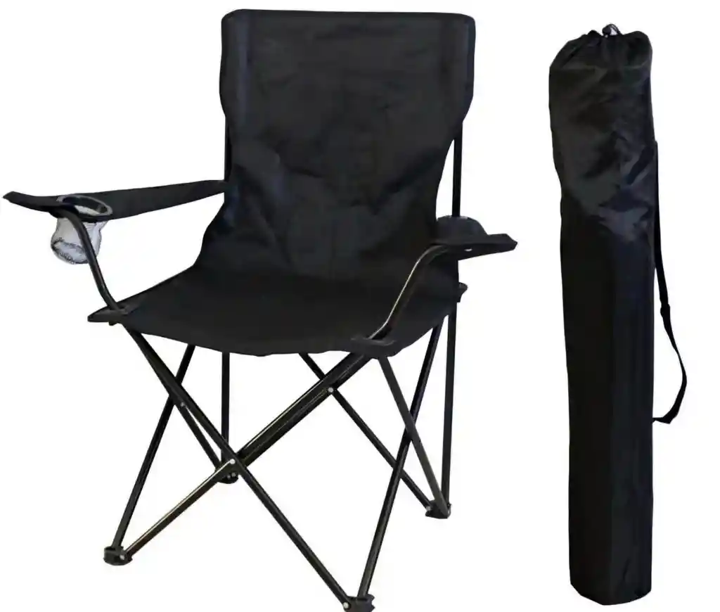 Silla Playera Plegable Camping Negro