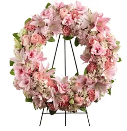 Corona Funebre Condolencias - Hortensias - Lirios - Rosas