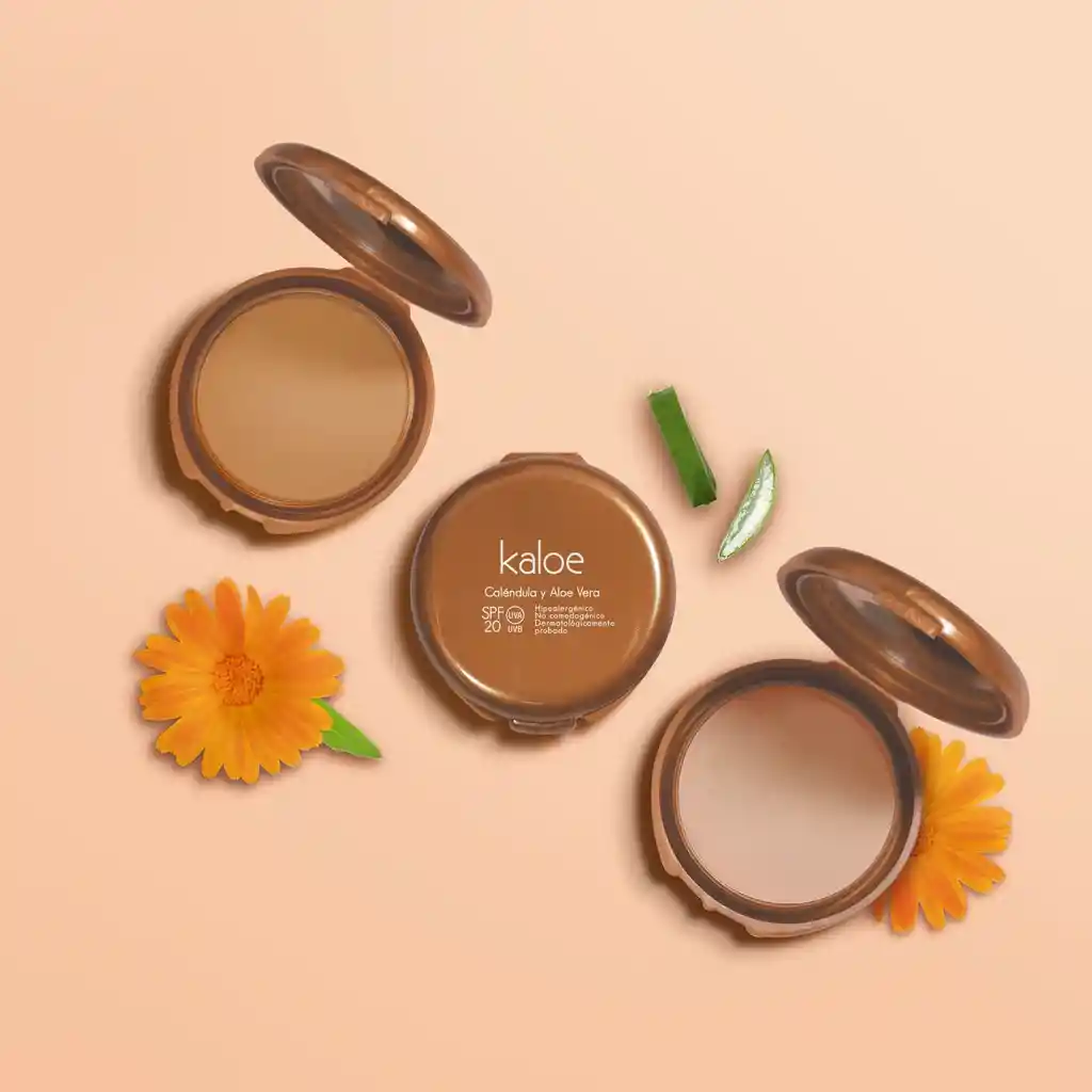 Polvo Compacto Kaloe Protección Solar Tono Canela