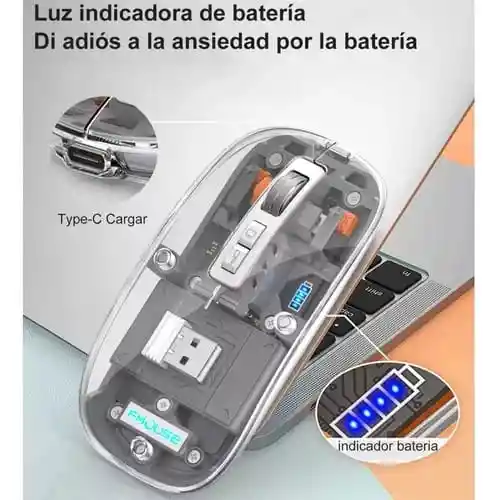 Mouse Transparente Inalámbrico, Recargable, Bluetooth Tapa Magnética Ma100