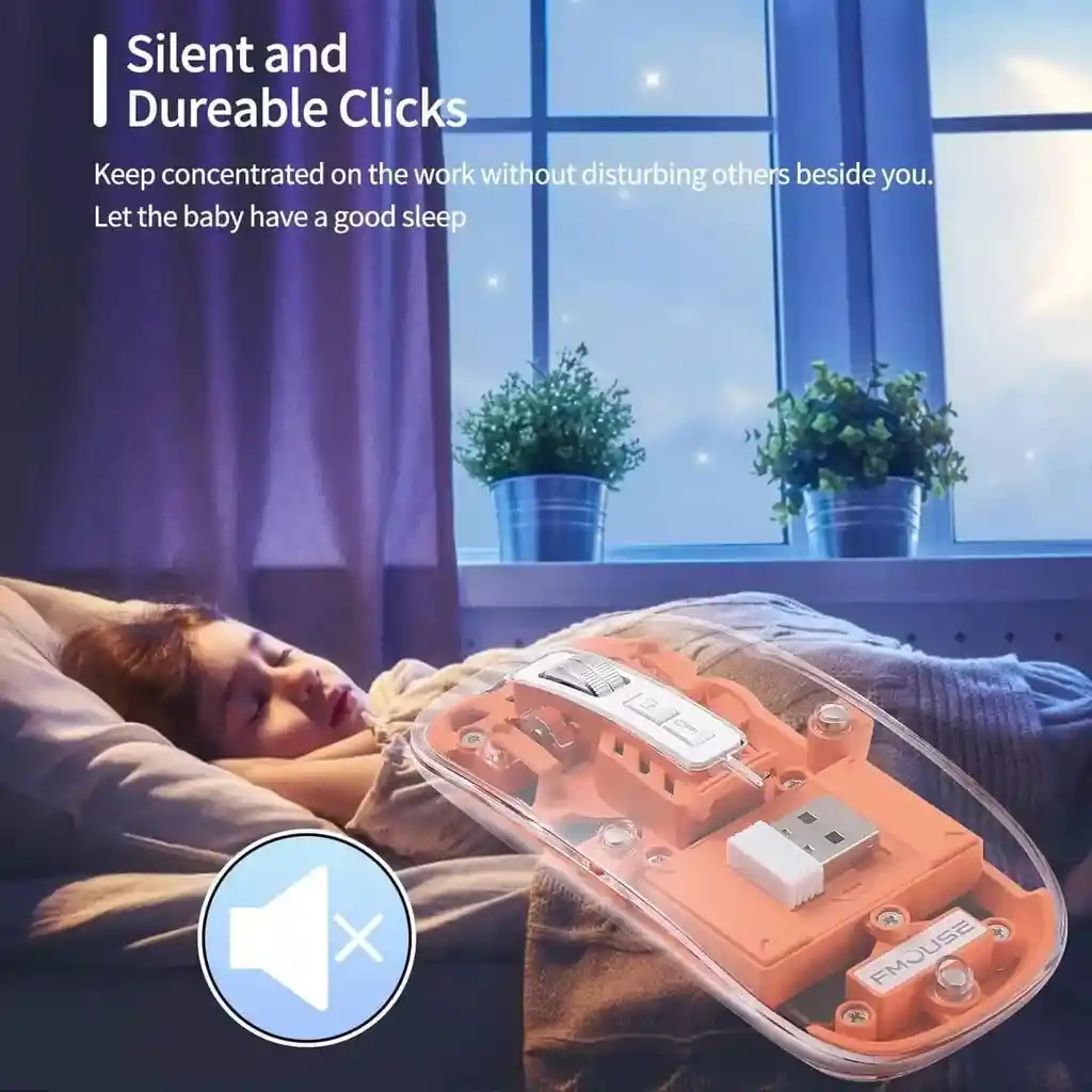 Mouse Transparente Inalámbrico, Recargable, Bluetooth Tapa Magnética Ma100