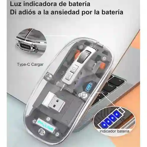 Mouse Transparente Inalámbrico, Recargable, Bluetooth Tapa Magnética Ma100