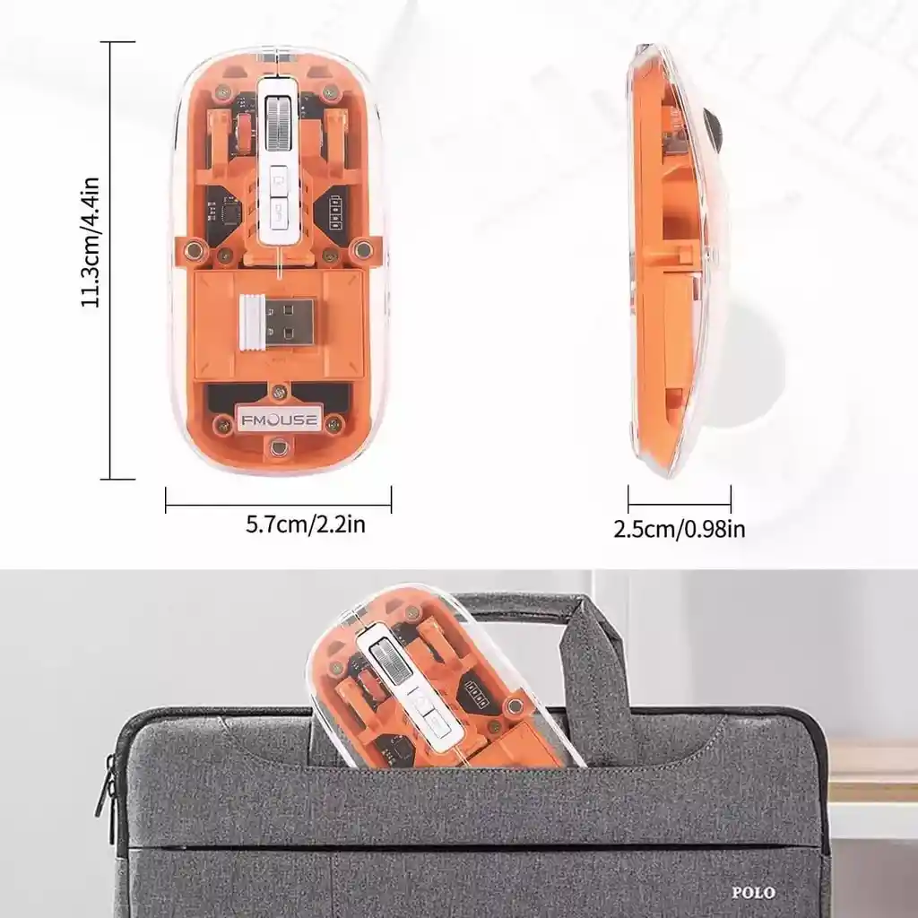 Mouse Transparente Inalámbrico, Recargable, Bluetooth Tapa Magnética Ma100